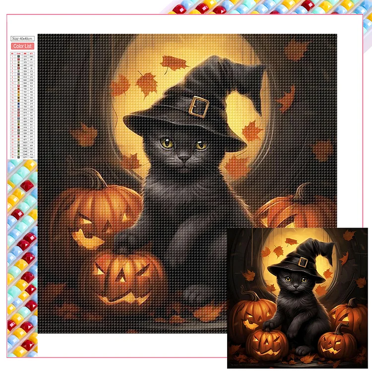 Halloween Black Cat Animal Series 40*40CM (Canvas) Full Square Drill Diamond Painting gbfke