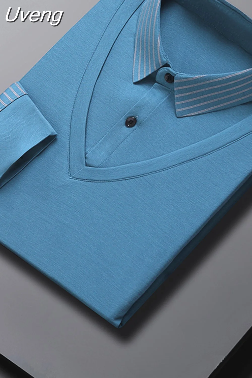 Uveng Colors 2025 New Arrival Men's Casual Classic Polo Shirts Men Business Slim Fit Long Sleeve Polos Brand Men's Clothing 413-0