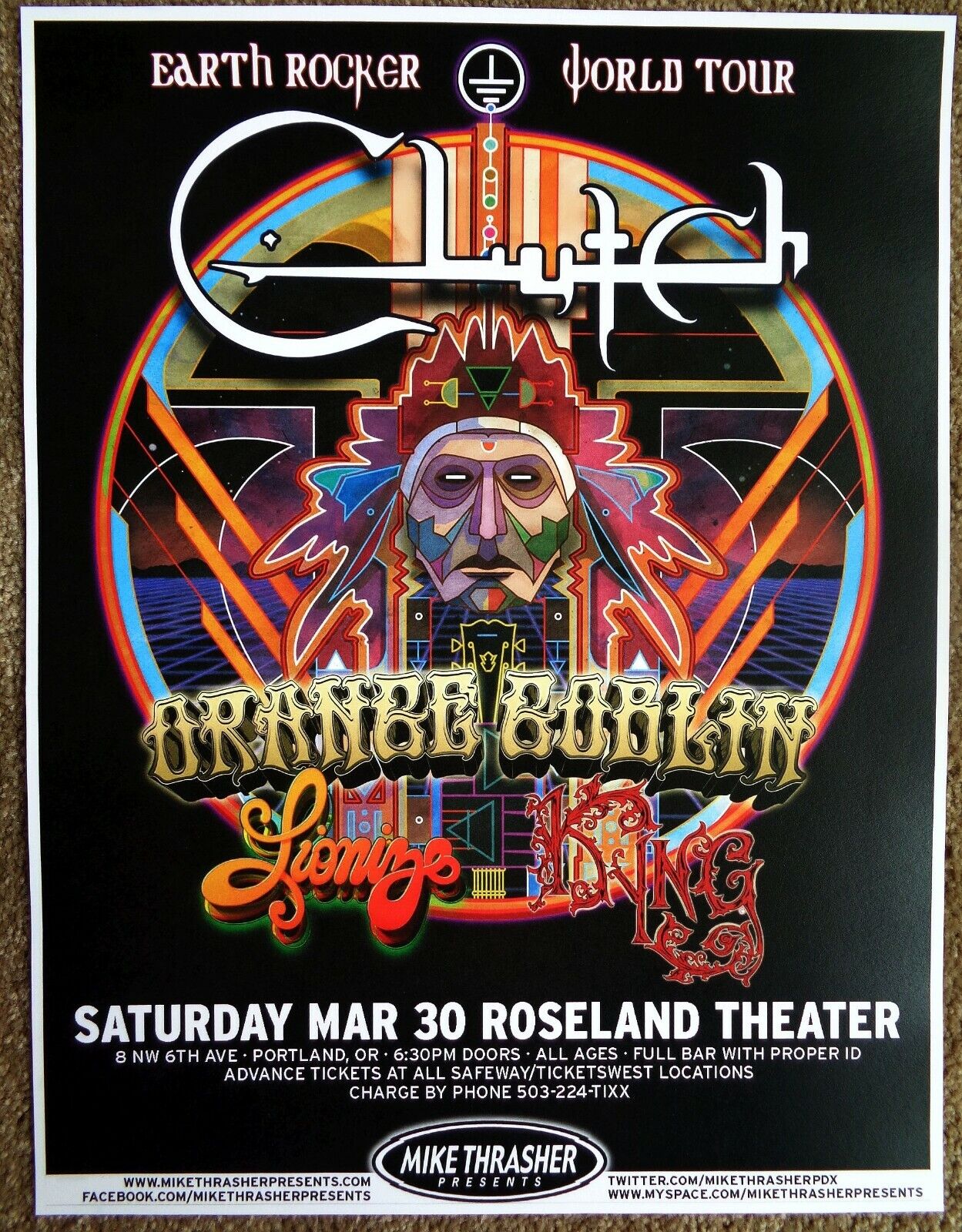 CLUTCH 2013 Gig POSTER Portland Oregon Concert Earth Rocker Tour