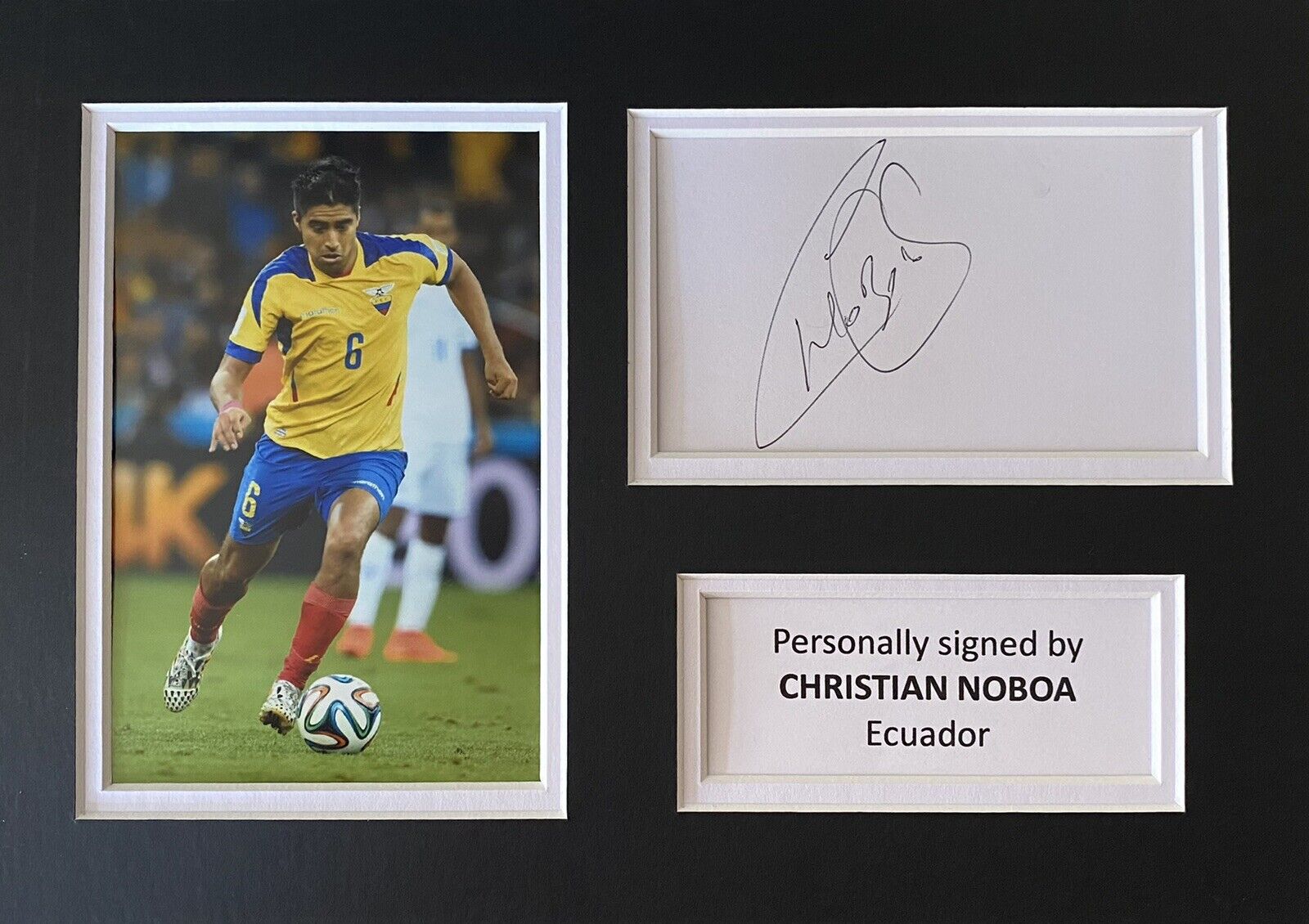 Christian Noboa Hand Signed White Card In A4 Ecuador Mount Display