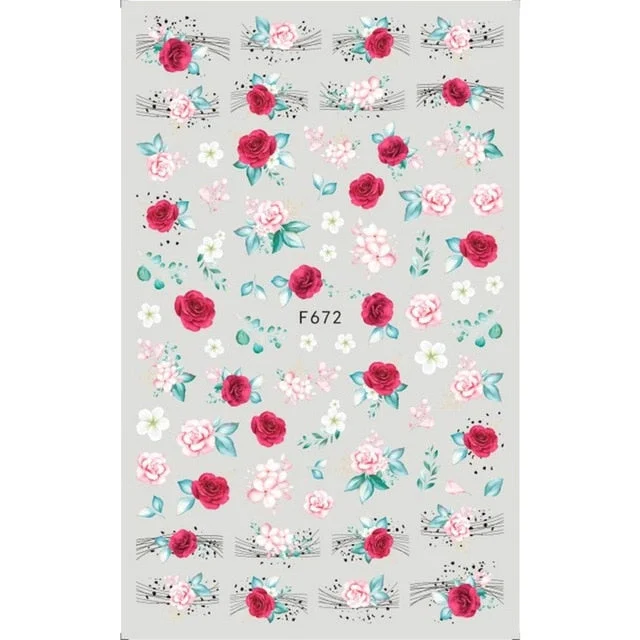 3D Flowers Charms Nail Art Decoration Stickers Geometry Leaf Floral Decorations Nail Design Gel Polish Summer Decals Wraps-Nail Inspo