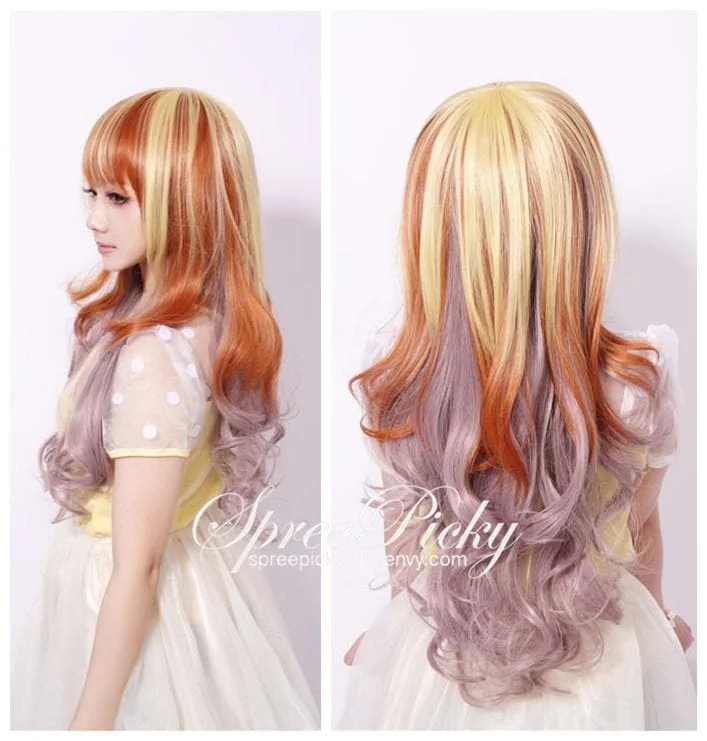 Harajuku Girly Honey Color Curly Wig SP130259