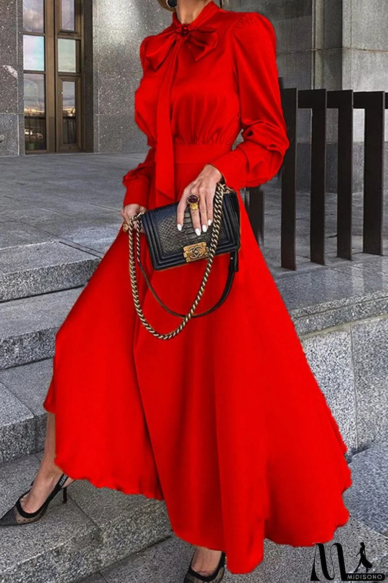 MidiSono - Fashion Elegant Solid O Neck Evening Dress Dresses