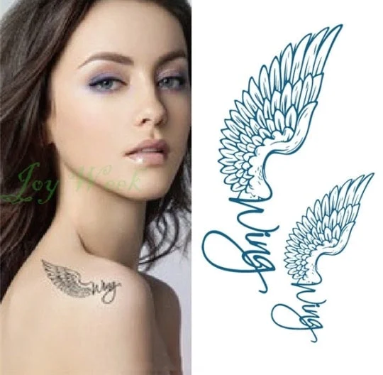 Waterproof Temporary Tattoo Sticker Wings Feather Small Element Fake Tatto Flash Tatoo Hand Arm Chest Art for Kids Men Women