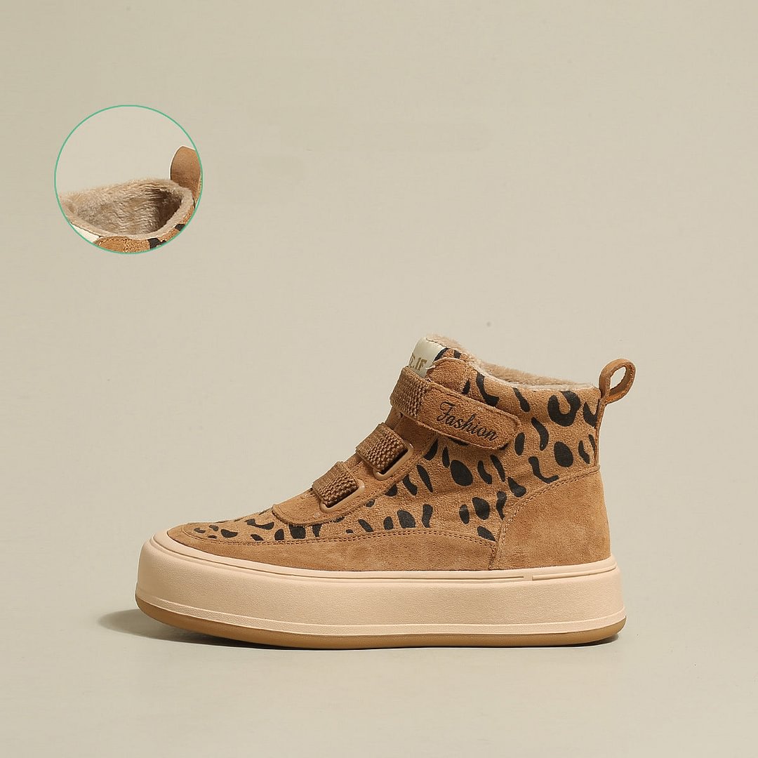 Casual Fashion Artificial Short Plush Leopard Flats Shoes