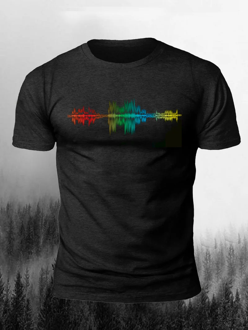 Men's Colorful Music Wave Short-Sleeved Shirt in  mildstyles