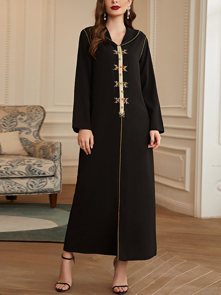 Colorful Butterfly Rhinestone Hoodie Design Long Sleeve Casual Dress | Oxredo Shop Ramadan Sale