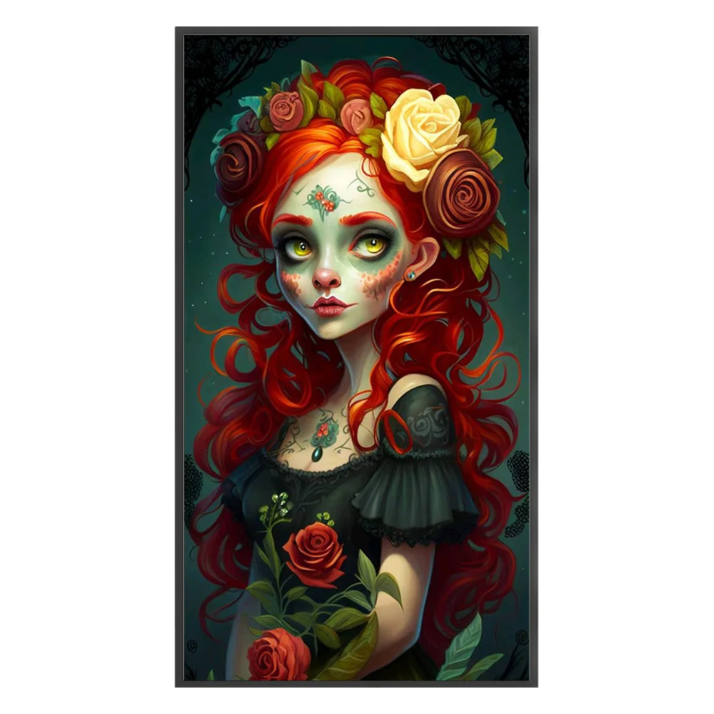 11CT Full Stamped Cross Stitch - Scary Girl(Canvas|40*70CM)