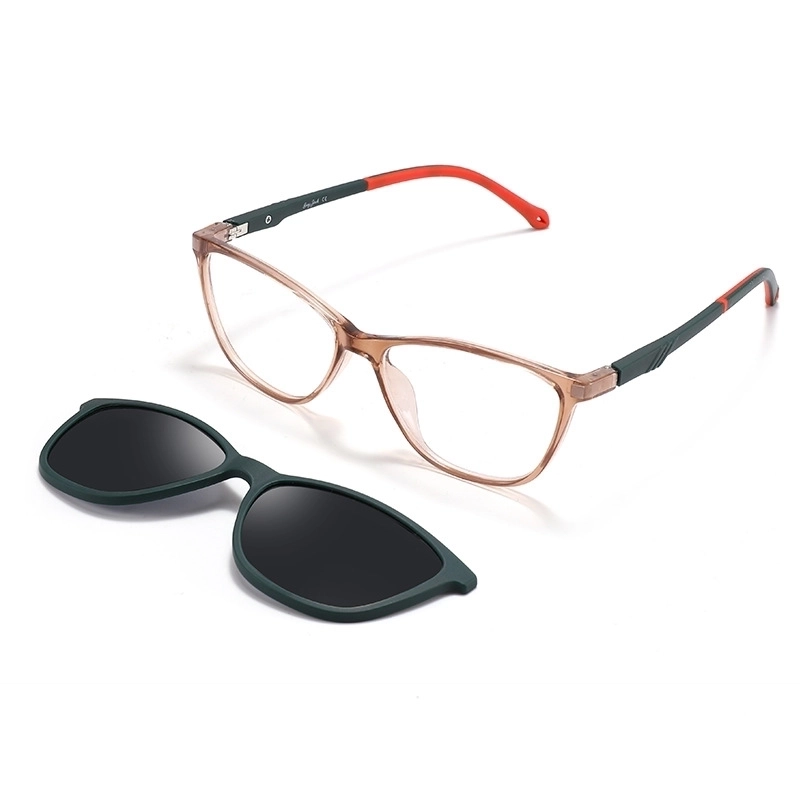 Children’s Simple Casual Oval Frame Contrast Color Magnetic Clip Polarized Anti-ultraviolet Dual-use Glasses