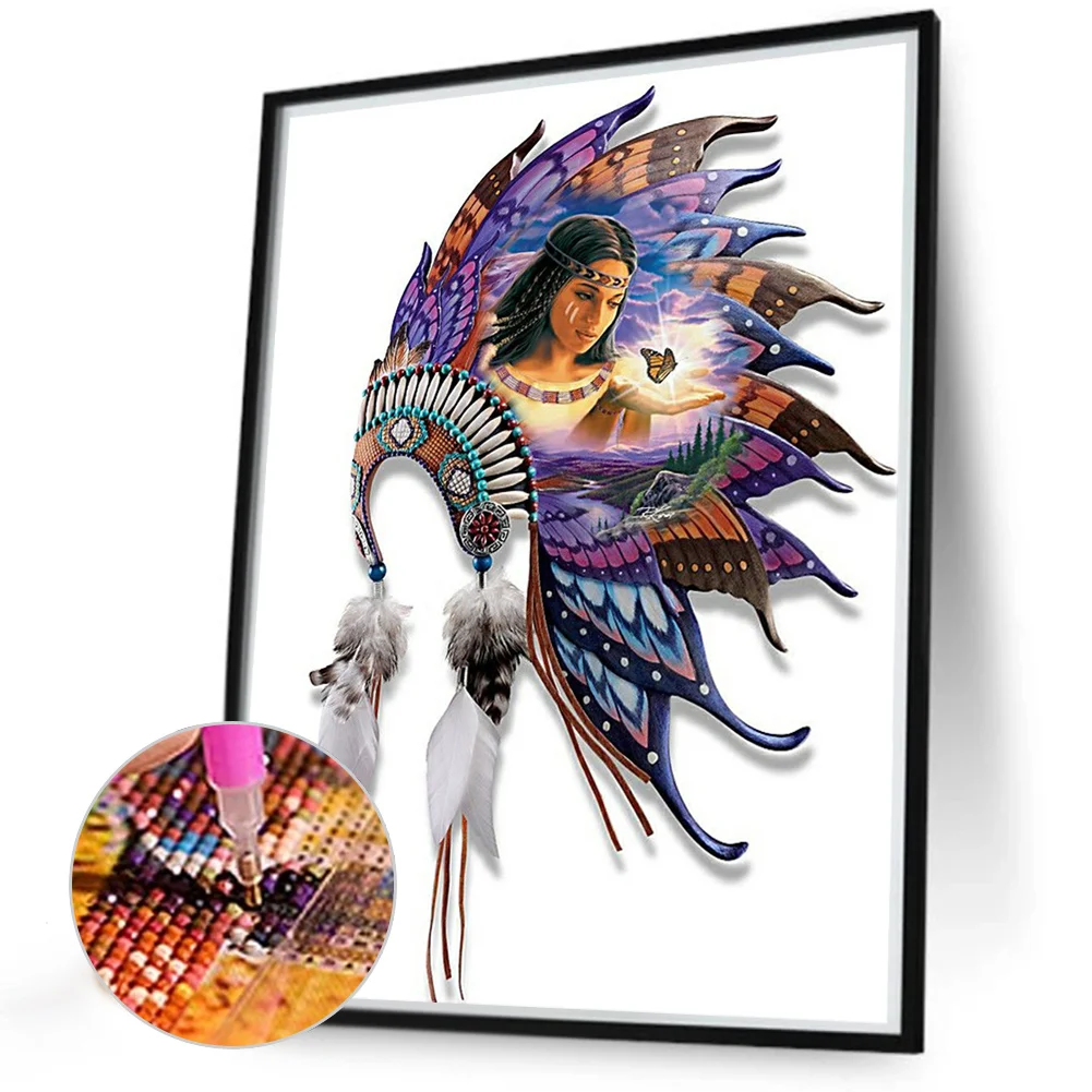 4pcs/Set Diamond Painting - Full Round Drill - Indian Headdress(Canvas|30*40cm)