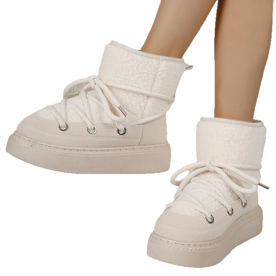 Breakj Breakj Thick-Bottomed Cross-Tie Snow Boots Women 2025 Winter New Thick To Keep Warm Leisure Cotton Boots