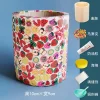 Glass Mosaic Art DIY Kit With Wood Pen Holder Square Crystal Mosaic Supplies Art Kit 