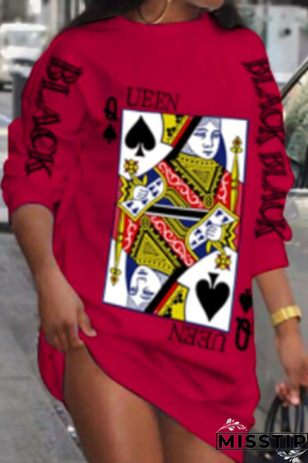 Purple Fashion Casual Print Basic O Neck Long Sleeve Plus Size Dresses