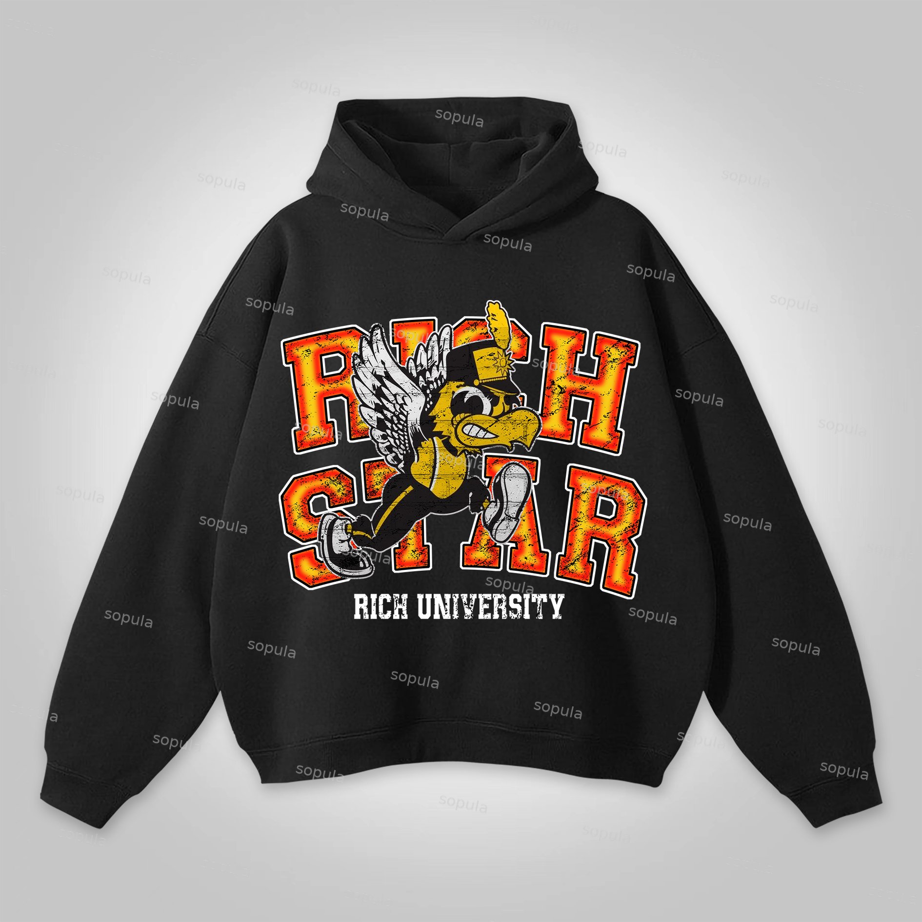 Sopula Vintage Rich Star Graphic Print Hoodie - SOPULA