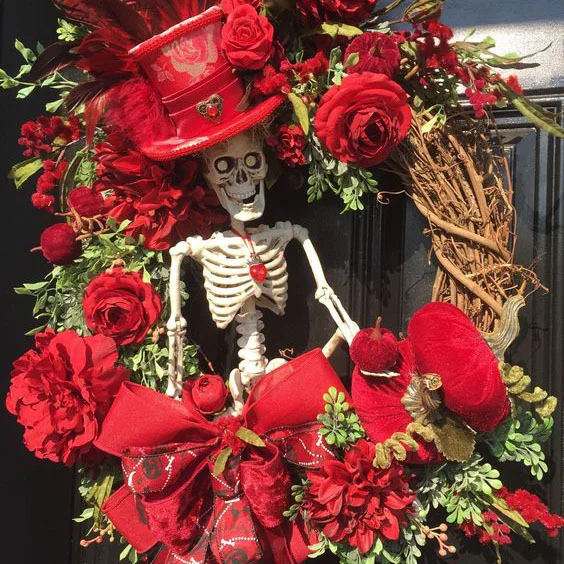 Mr Bones, Skeleton Wreath, Halloween Porch Decor,Spooky Wreath, Mr.Bones Wreath, Whimsical Wreath,Designer Wreath, Halloween Skeleton Wreath