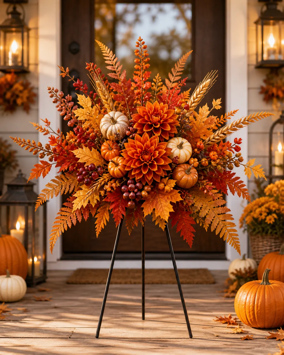 Pumpkin Spice Glow floral garden stake