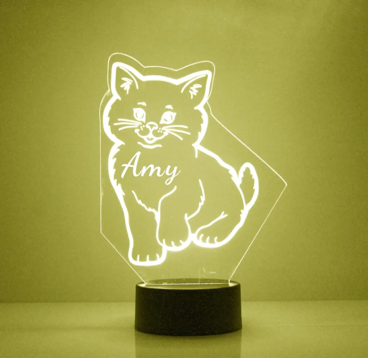 Lampe de chevet chaton LED Lumières coloréese personnalisée Jessemade FR