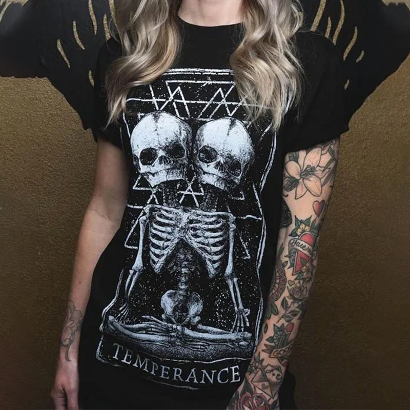 Temperance Jointed Skeleton Printed Women's T-shirt -  