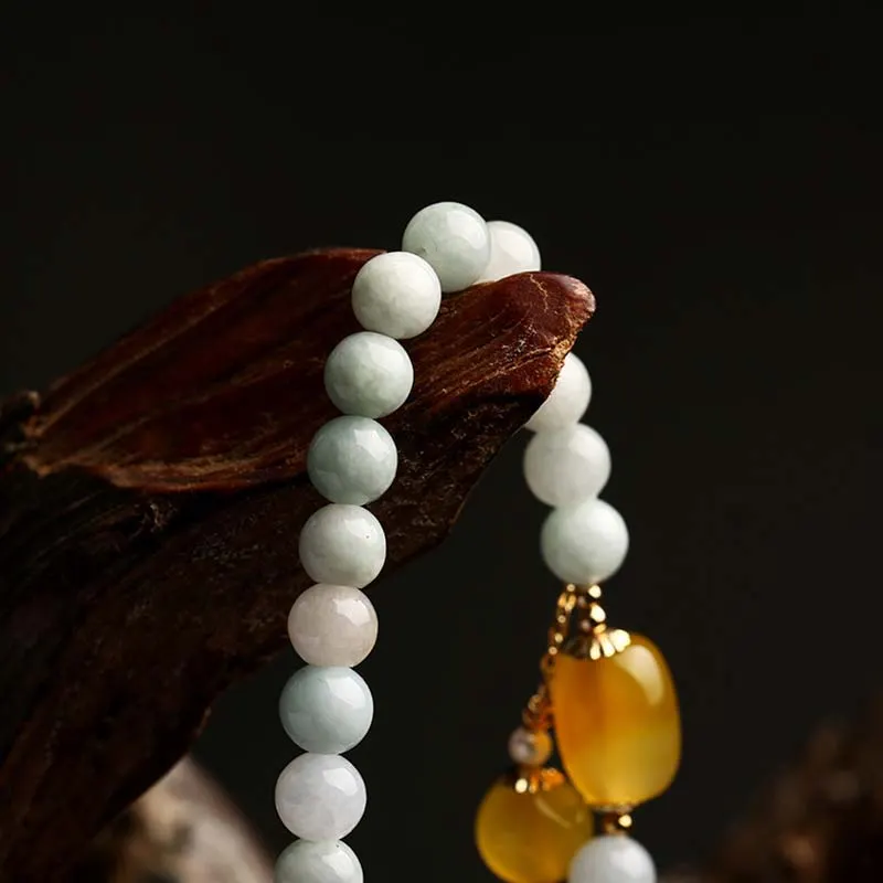 Natural White Jade Agate Protection Bracelet
