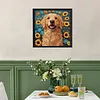 Golden Dog with Sunflowers Partial Drill Diamond Painting Kit 30x30cm Special Shaped Diamonds DIY Craft for Adults Beginners Home Decor