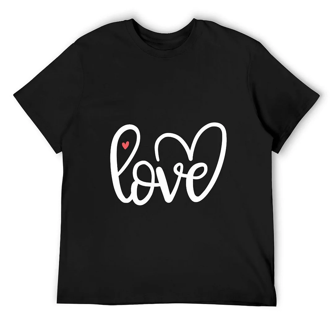 Printed Unisex Short Sleeve Cotton T-shirt for Men and Women Pattern Love