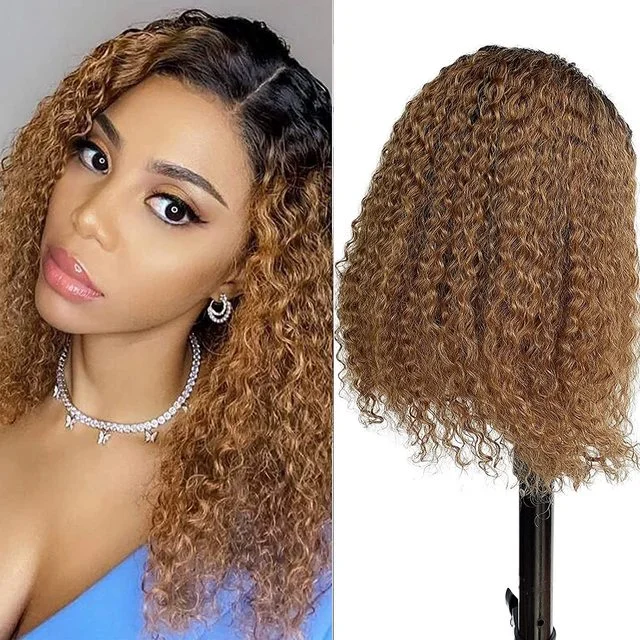 Jewtribute Hair®|Ombre Brown Jerry Curly Short Bob Wig 