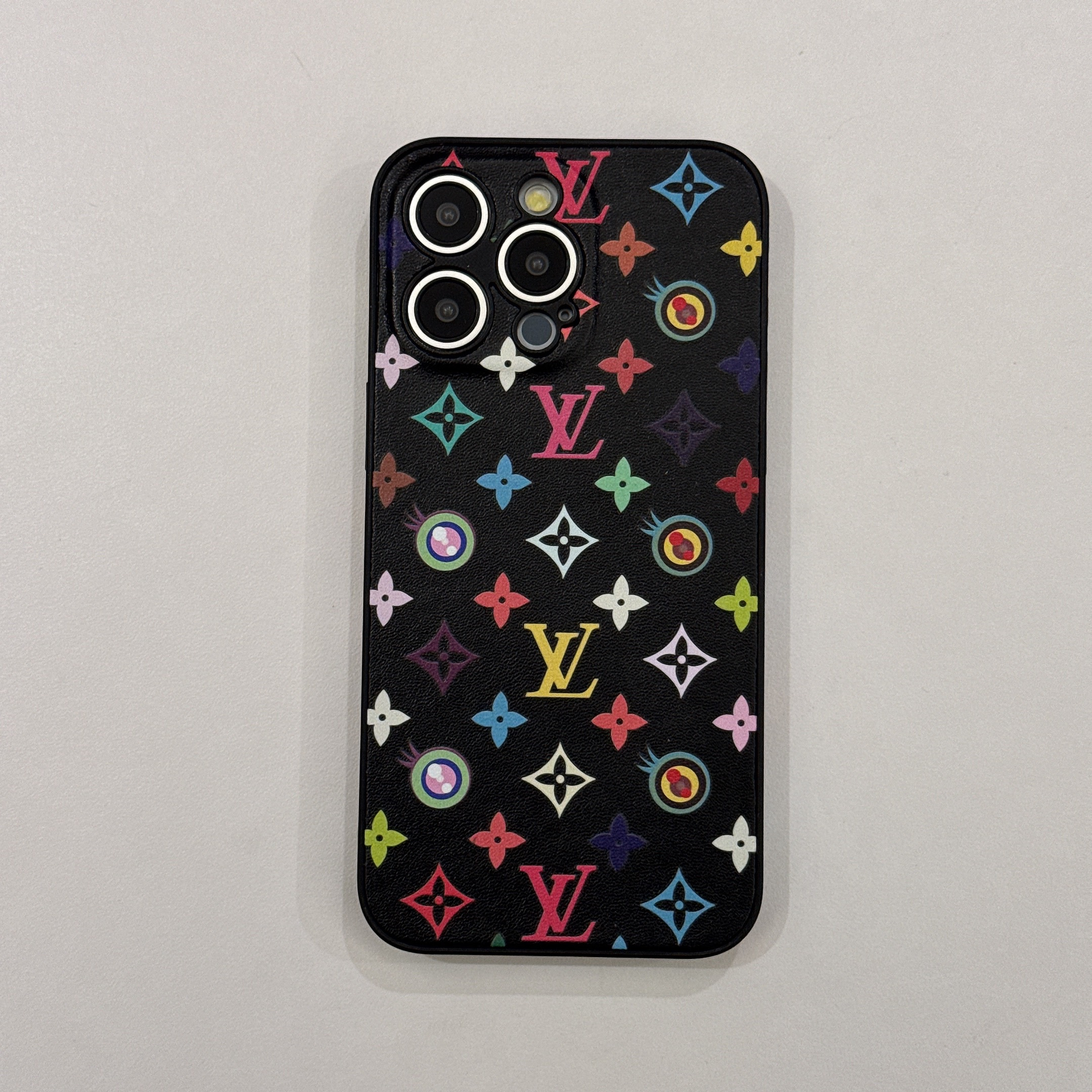 Louis Vuitton x Murakami Canvas Leather Cartoon Panda Apple iPhone Case