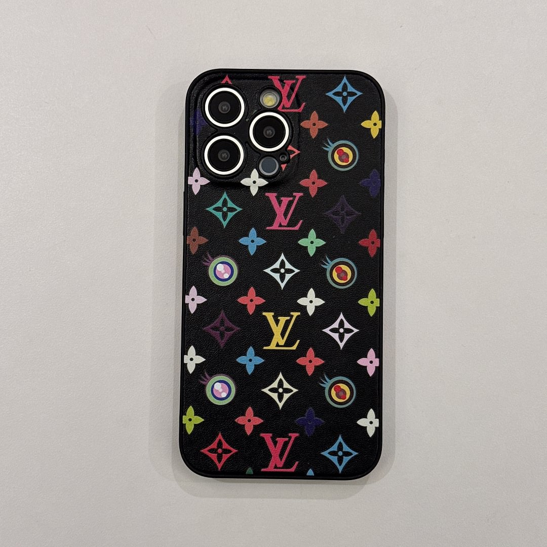 Louis Vuitton x Murakami Canvas Leather Cartoon Panda Apple iPhone Case