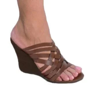 Custom Made Brown Open Toe Wedge Sandals |FSJ Shoes