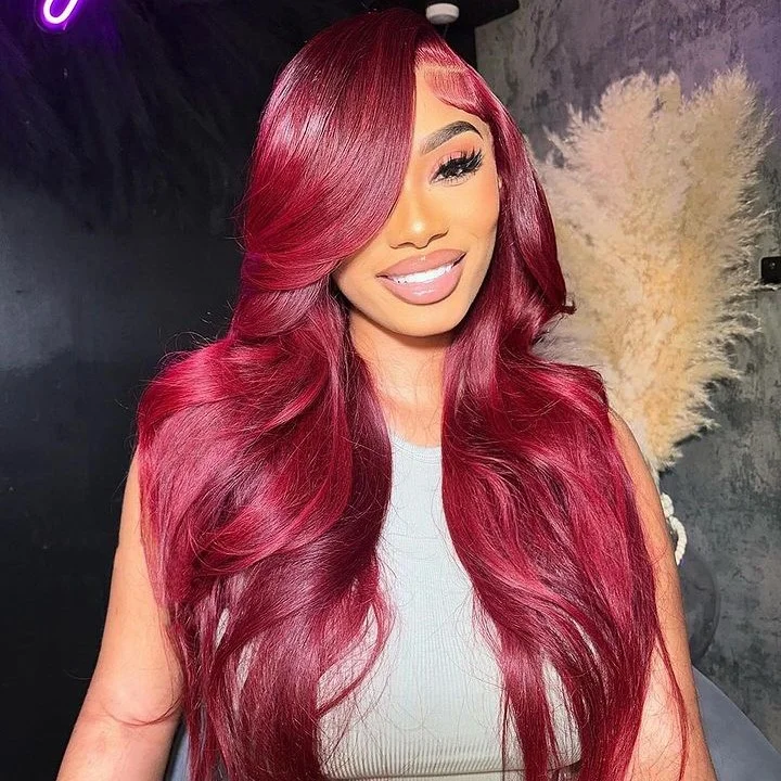 Vibrant Burgundy Lace Frontal Wig