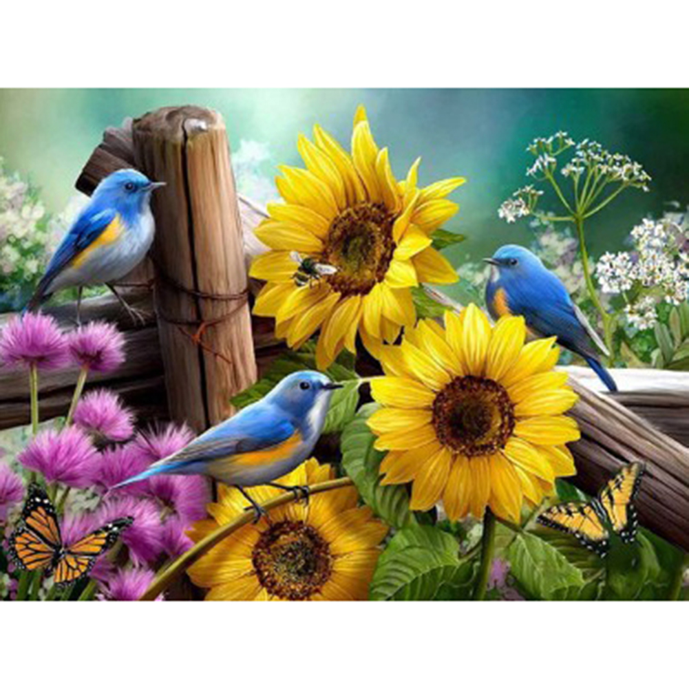 

Bird Sunflower - Round Drill Diamond Painting - 40*30CM, Round diamond 30*40cm, 501 Original