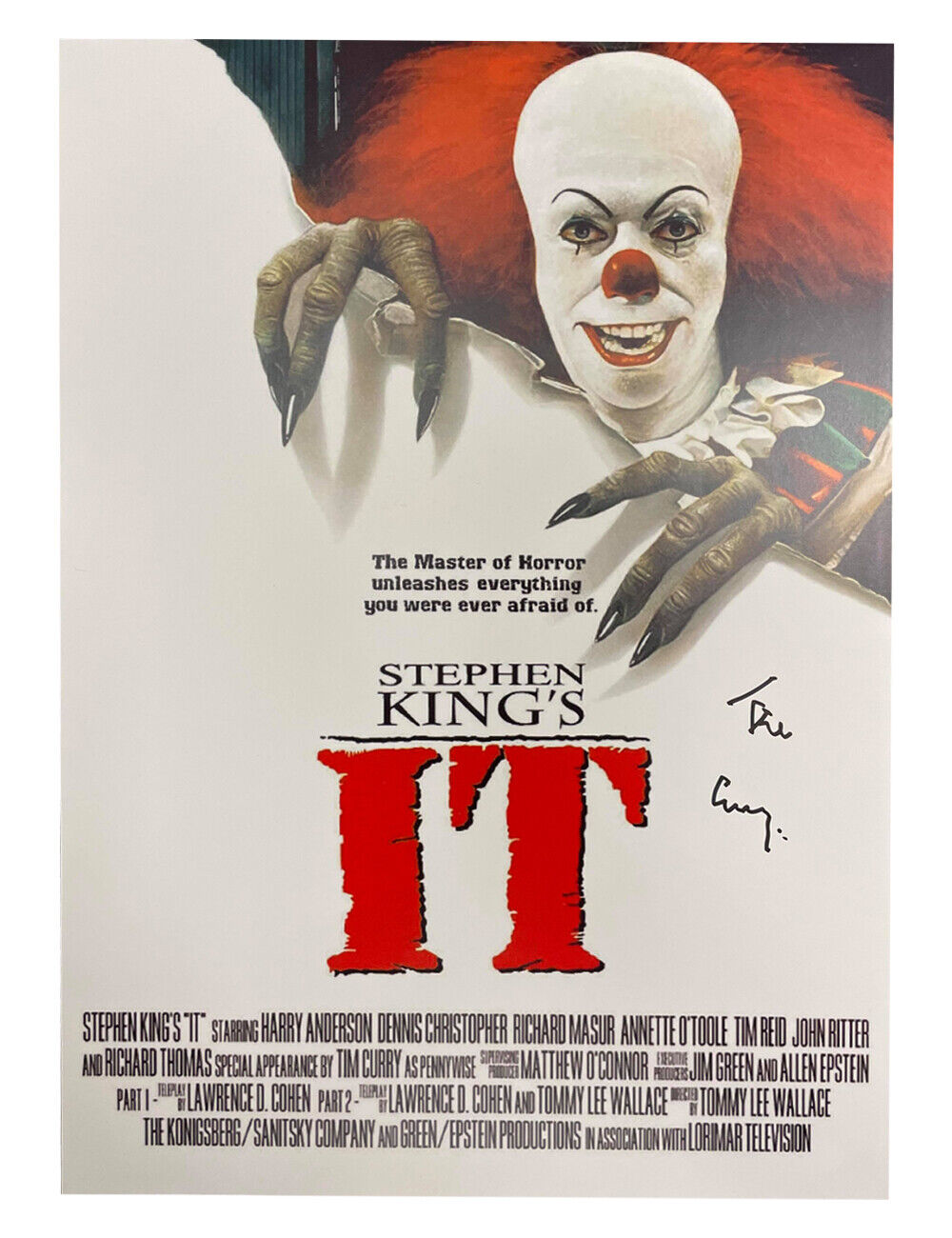 A3 Pennywise IT The Miniseries Poster Signed by Tim Curry 100% Authentic + COA