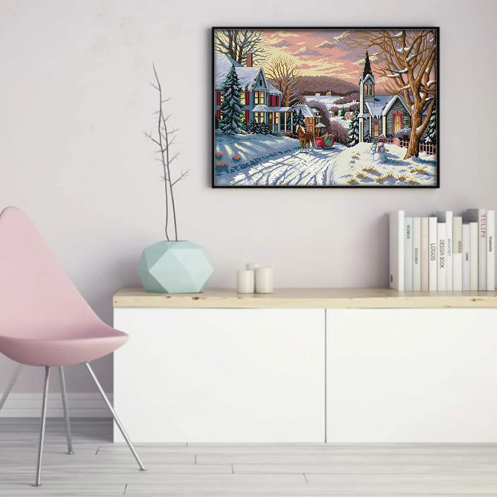 DIY Stamped Cross Stitch 14CT Full Embroidery 58*44cm - Snow Scene