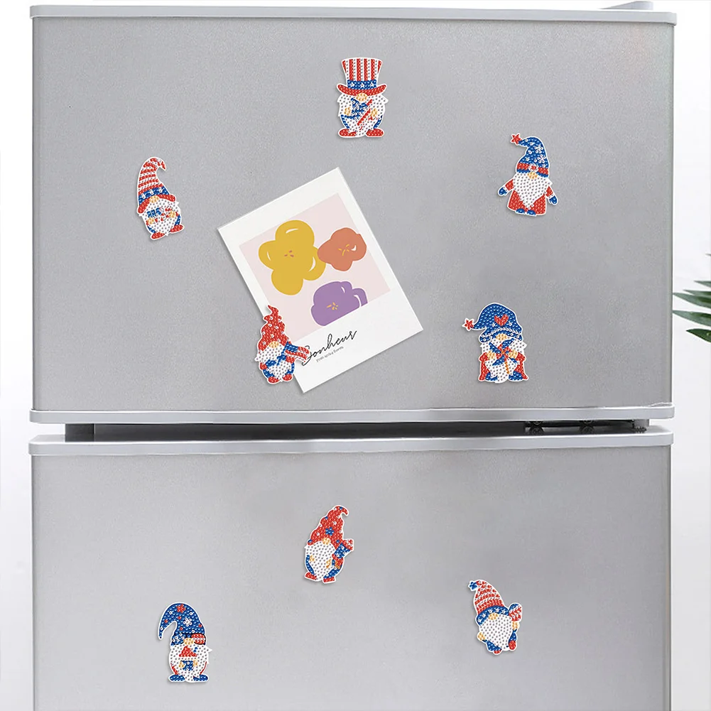 8Pcs DIY Independence Day Special Shape Diamond Painting Fridge Magnet for Home Decor