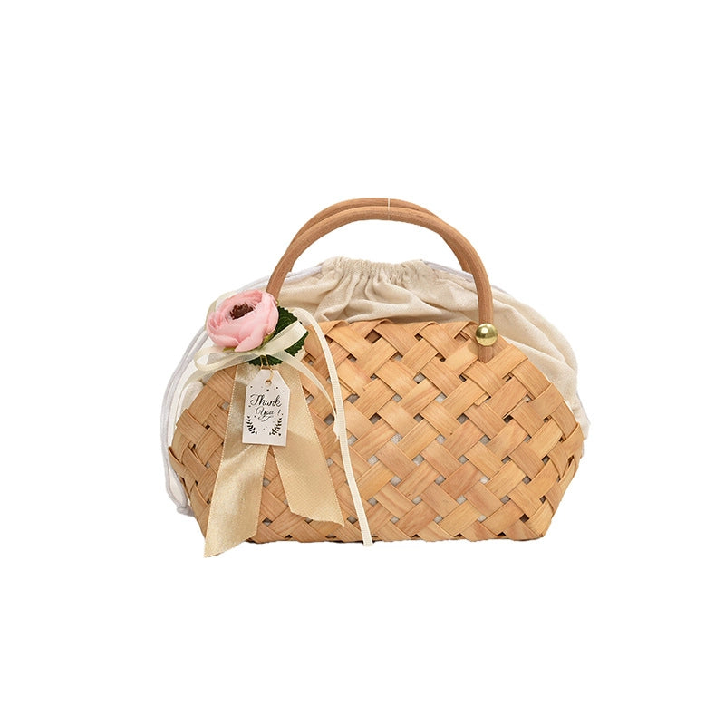 Women’s Small Straw Solid Color Vacation Beach Weave String Straw Bag