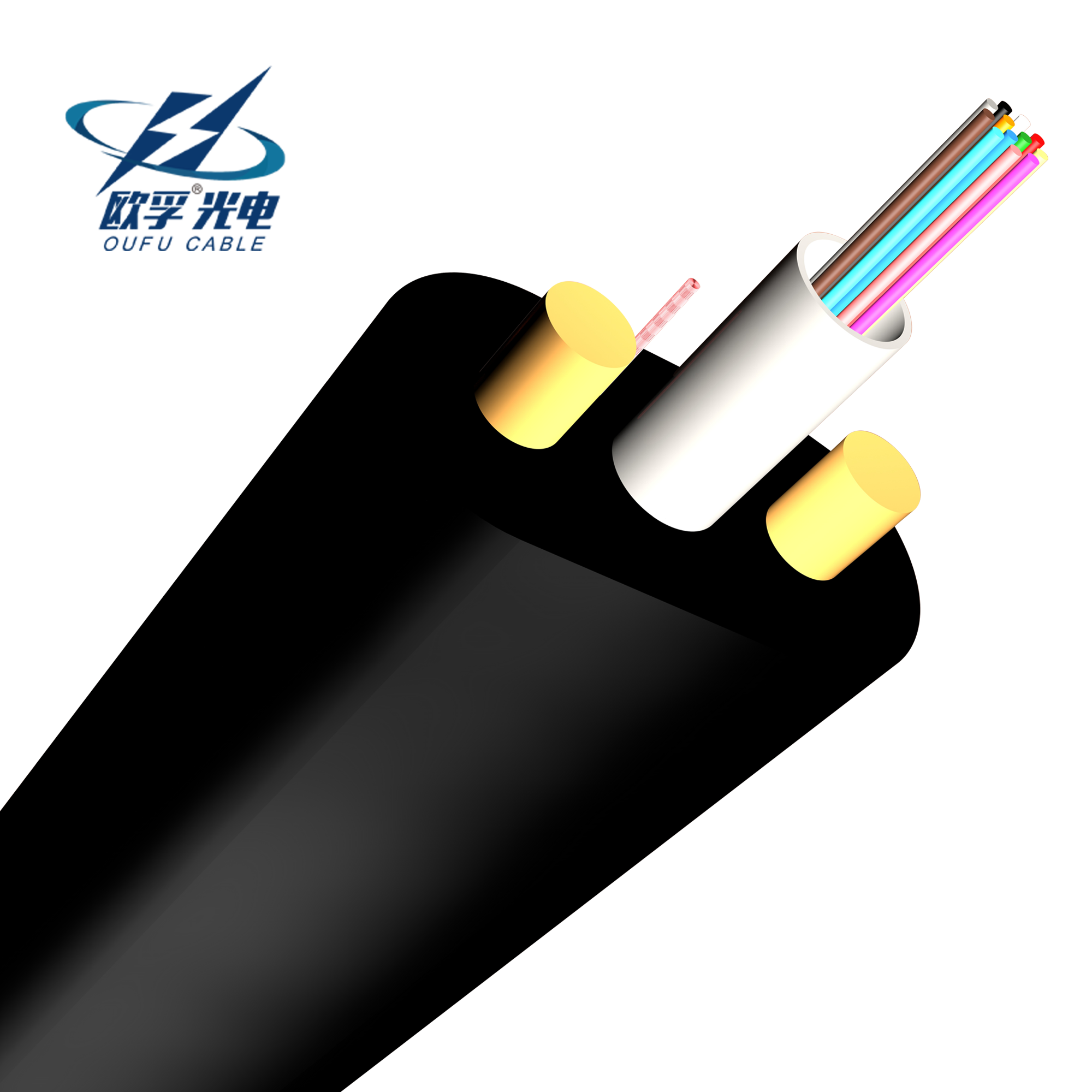2*FRP Ellipse Type Outdoor FRP Strength Central Tube Optic Fiber Cable