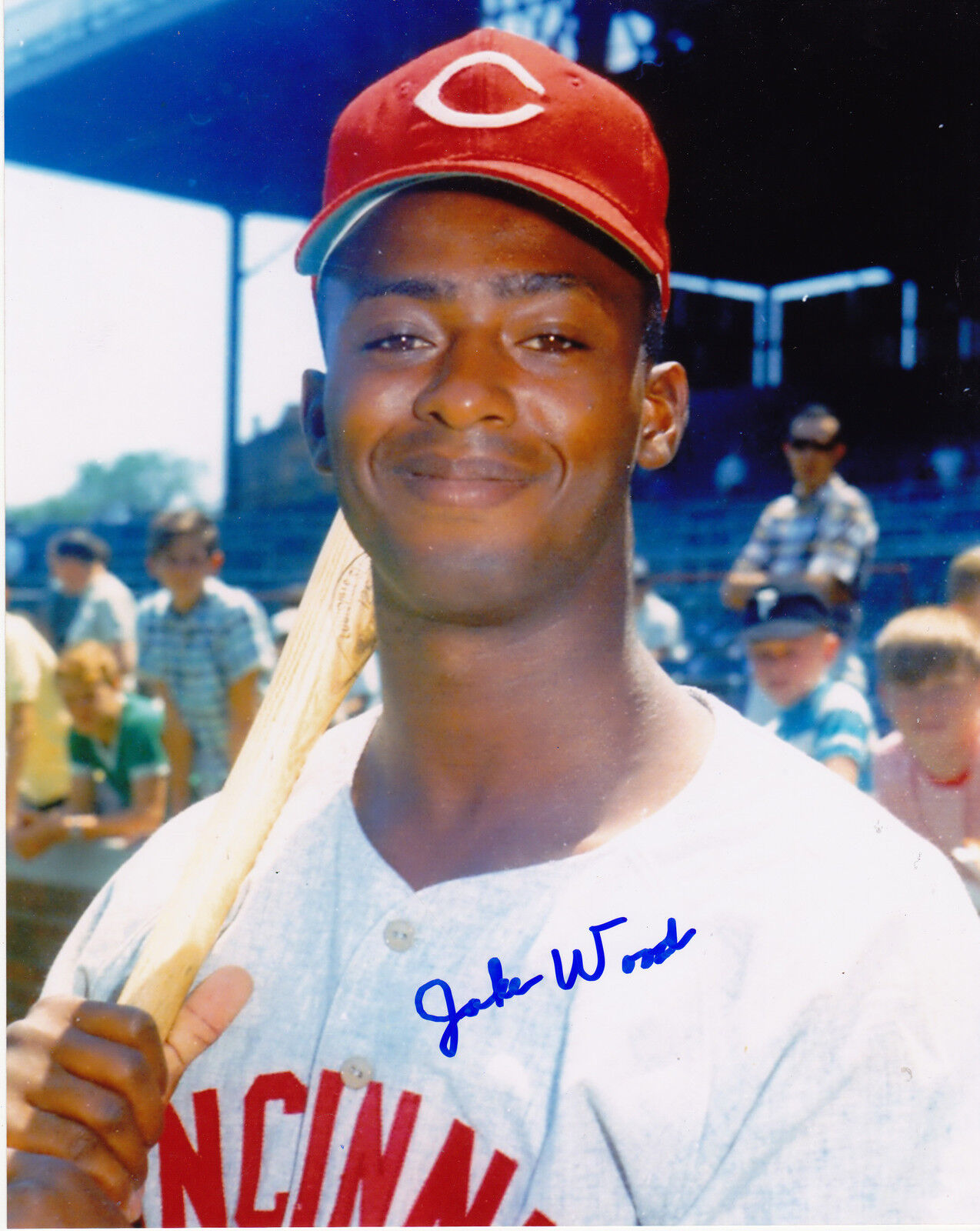 JAKE WOOD CINCINNATI REDS ACTION SIGNED 8x10