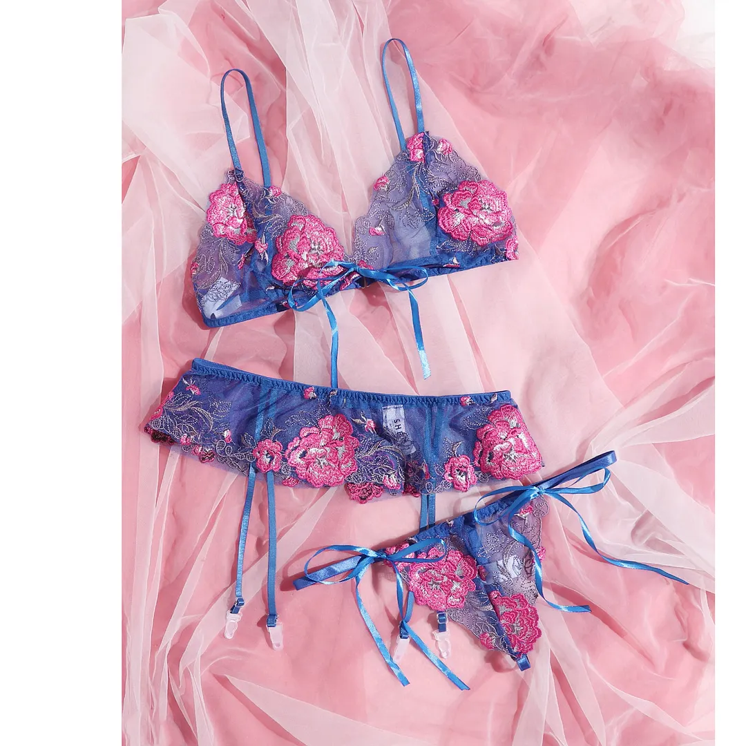 Churchf Hot Sex Lingerie Sexy Women's Pajamas Split Three-Piece Esque Set