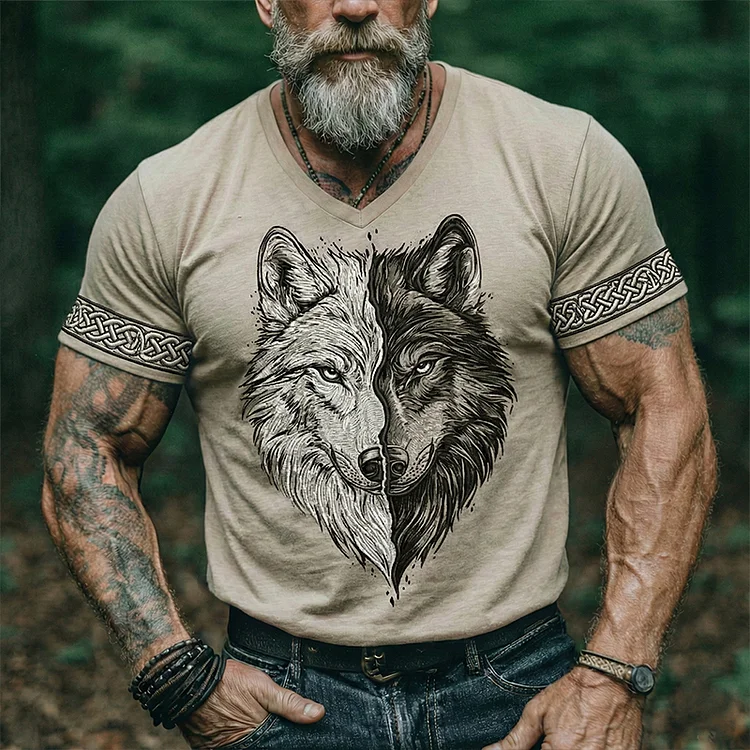 Men's Viking Wolf Celtic Print Comfy T-shirt