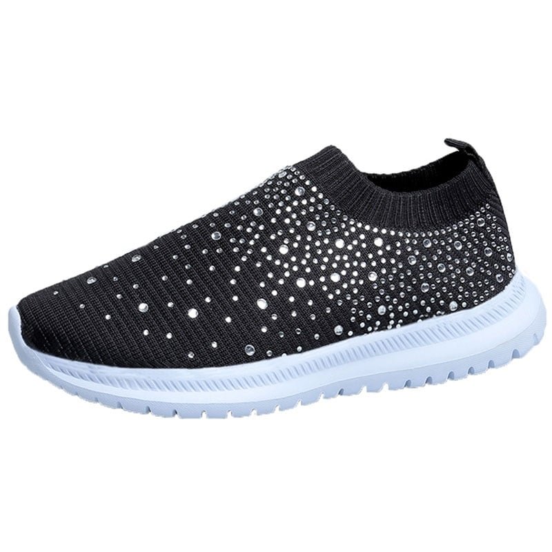 Bling Women's Slip on Shoes Flat Crystal Sports Sneakers Summer Diamond Breathable Sneakers with Rhinestones for Ladies