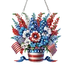 America Flag Fllower DIY Acrylic Diamond Painting Pendant Kits Home Wall Window Hanging Decor