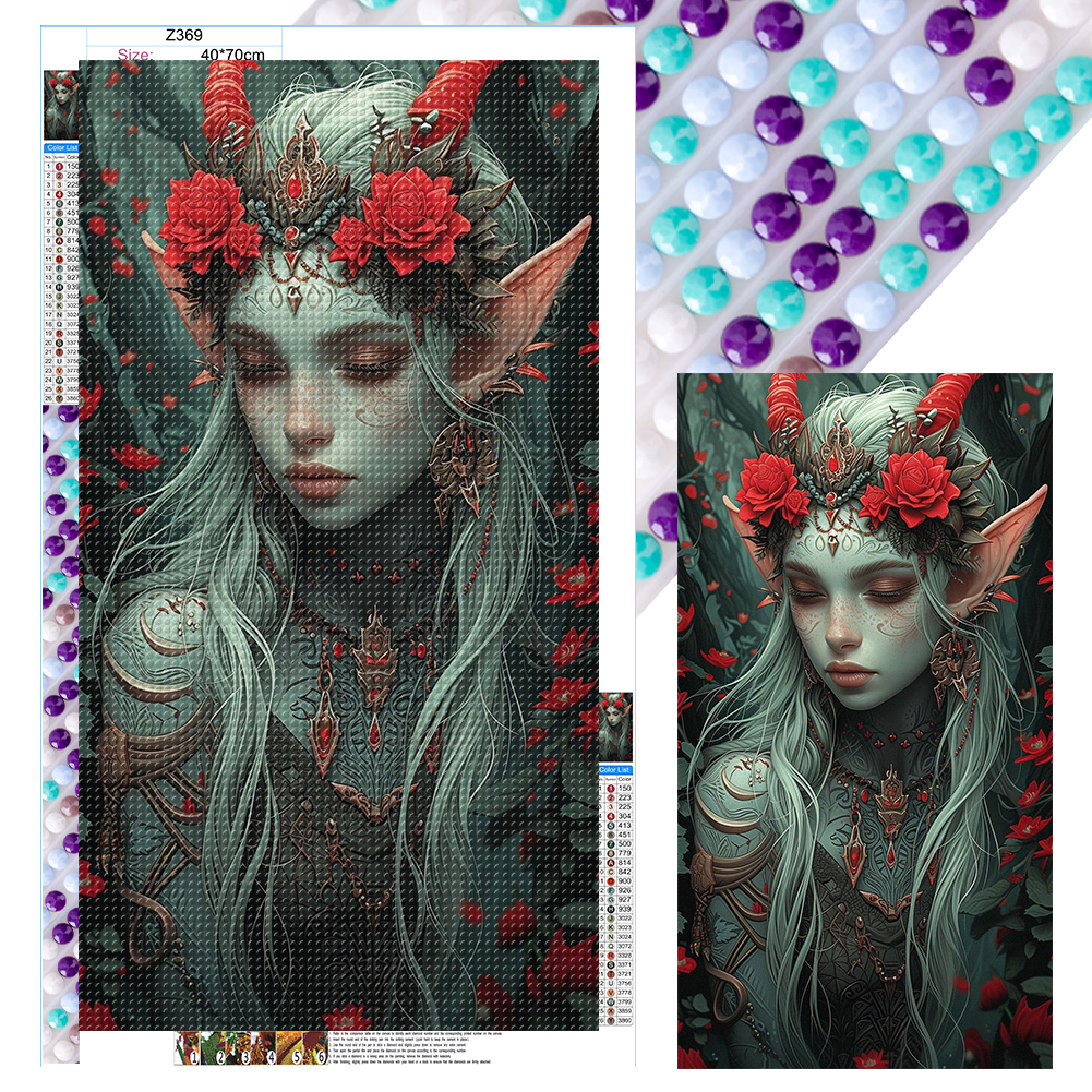 Illustrated Girl 40*70cm(canvas) full round drill diamond painting