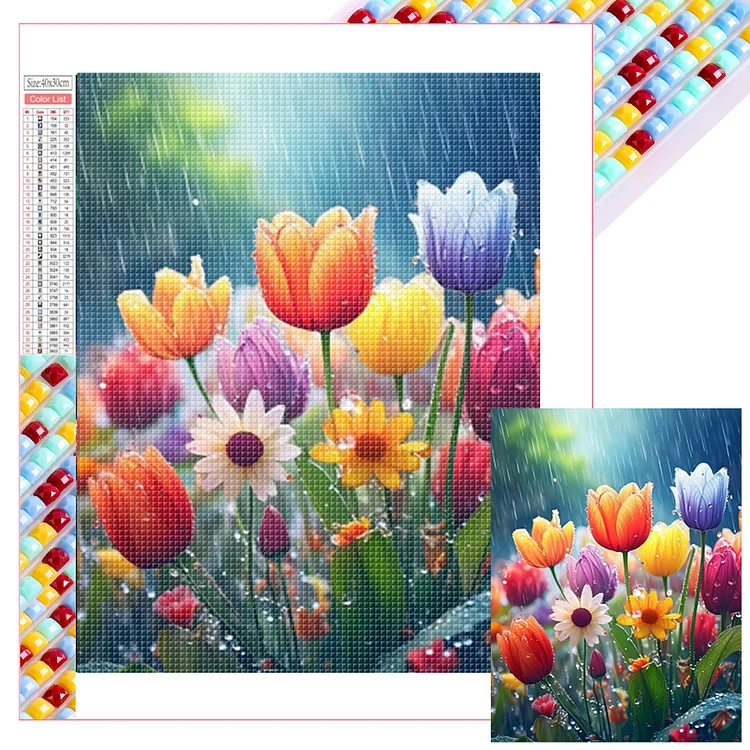 Flowers 30*40CM (Canvas) Full Square Drill Diamond Painting gbfke