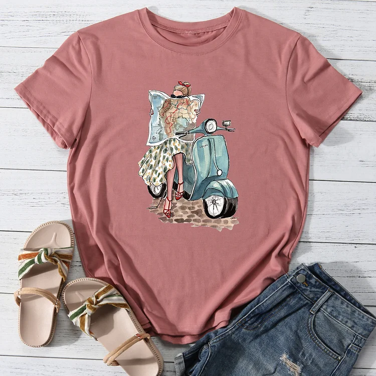 Girl and map T-shirt Tee-014175-Annaletters