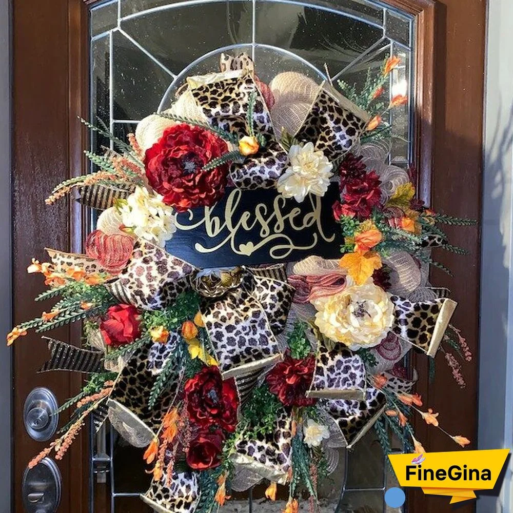 Fall Cheetah Wreath-Year Round Wreath