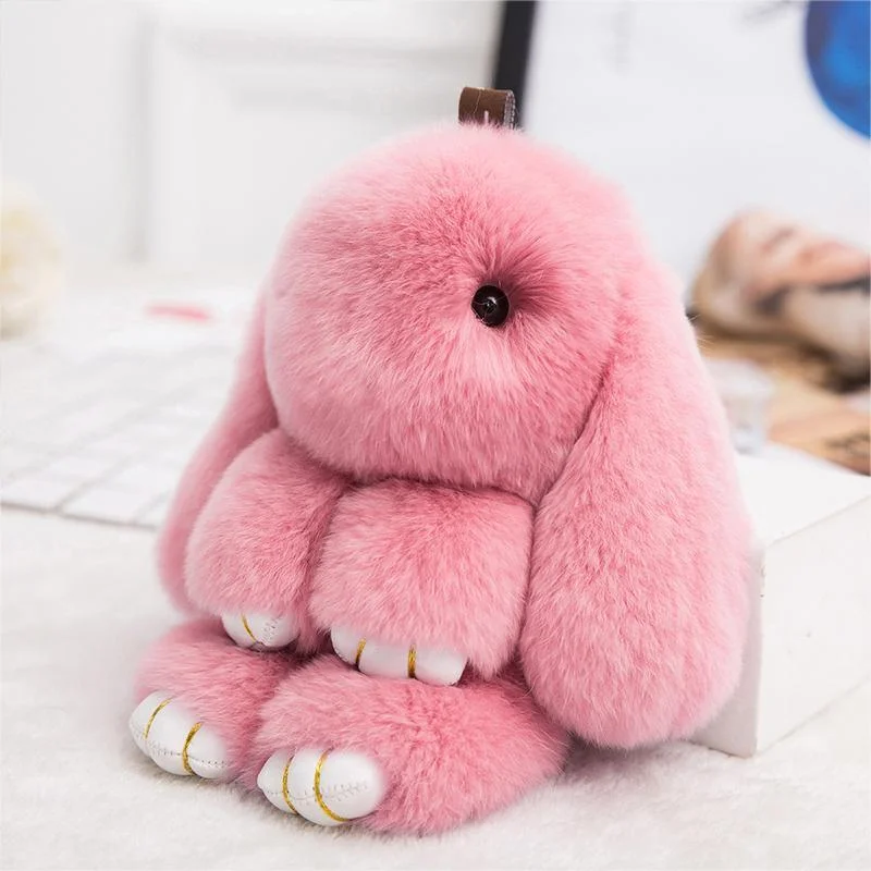 Fluffy Bunnies Fuzzy Fur Ball Pom Pom keychain- Bunny Keychain Cute Keychain