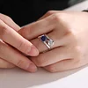 14K White Gold Old European Cut Lab Diamond & Lab Sapphire Toi et Moi Ring