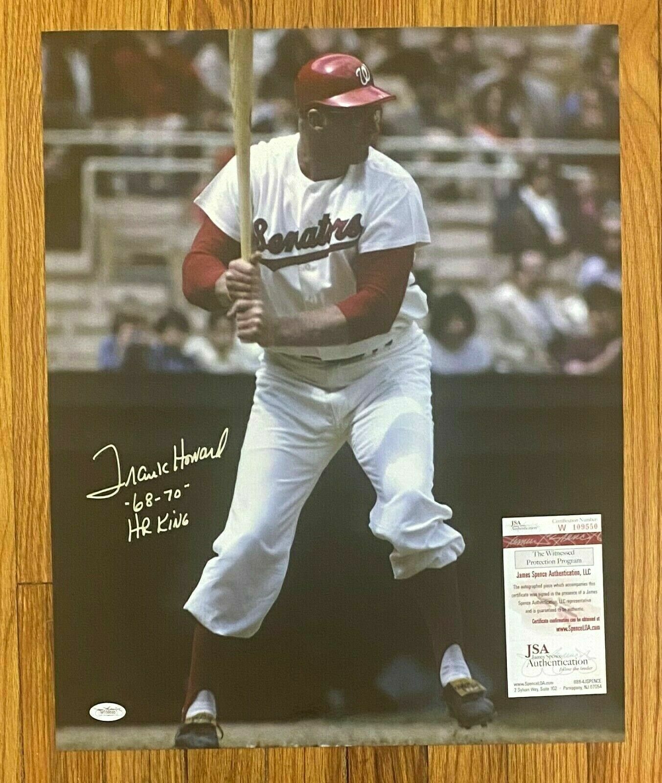 Frank Howard signed Washington Senators 16x20 autographed Photo Poster painting JSA COA