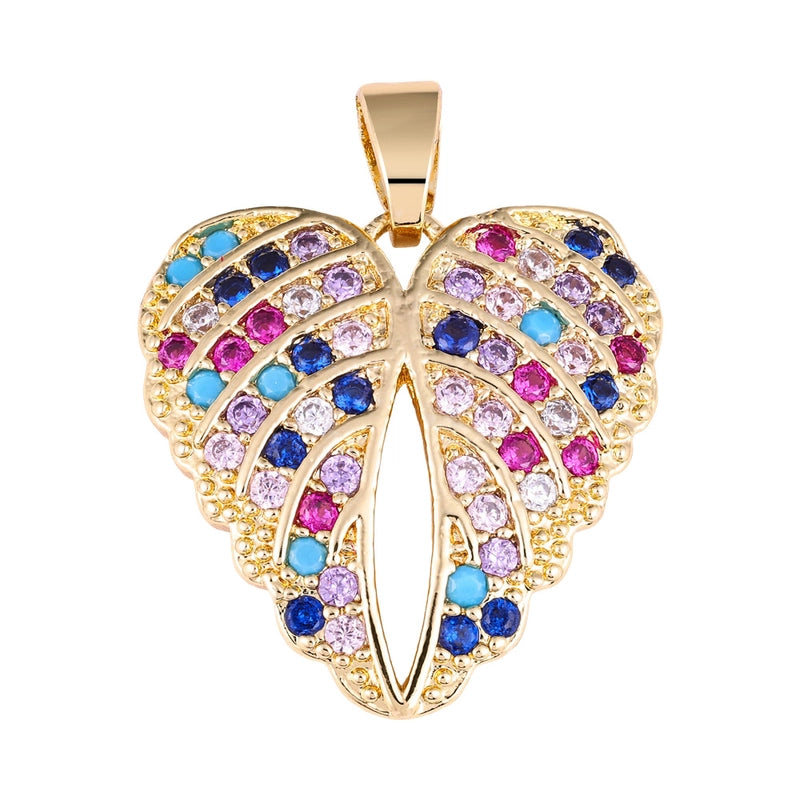 1 Piece Copper Zircon Four Leaf Clover Round Heart Shape Pendant Jewelry Accessories