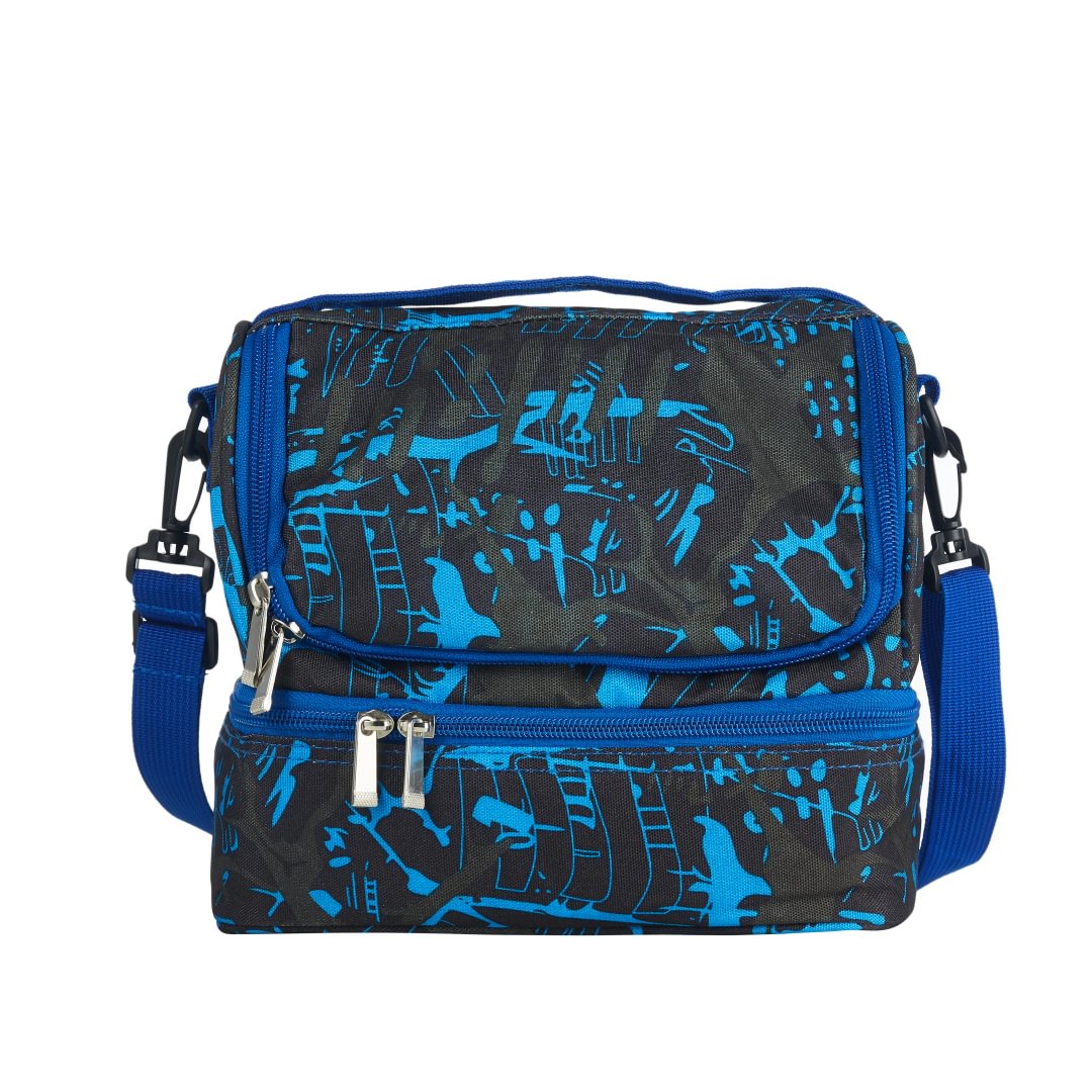 Green Blue Graffiti Camo Lunch Bag Kids Double Decker Cooler Insulated Lunch Bag Large Tote with Adjustable Strap